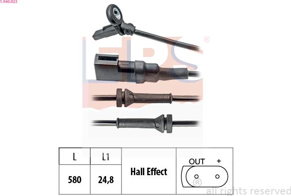 EPS 1.960.023 - Датчик ABS, частота вращения колеса autospares.lv