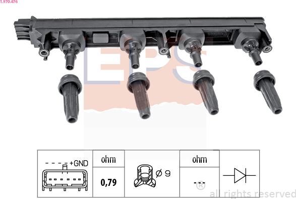 EPS 1.970.476 - Катушка зажигания autospares.lv