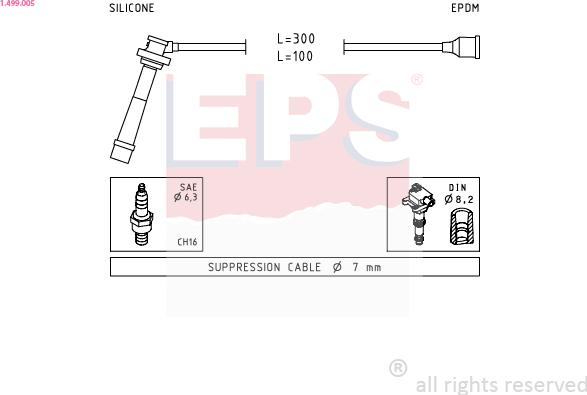 EPS 1.499.005 - Комплект проводов зажигания autospares.lv