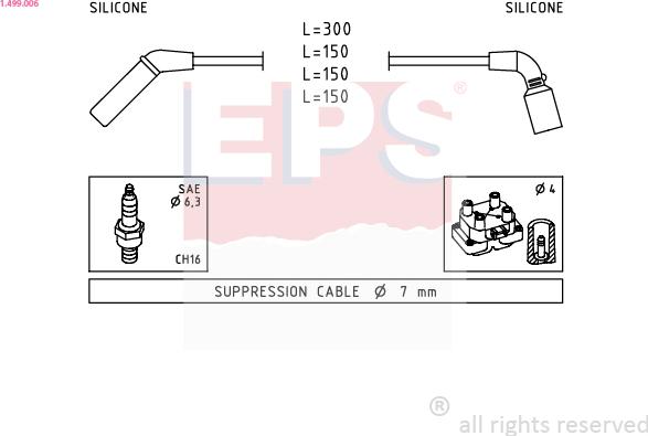 EPS 1.499.006 - Комплект проводов зажигания autospares.lv