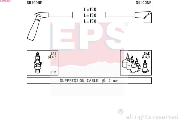 EPS 1.499.007 - Комплект проводов зажигания autospares.lv