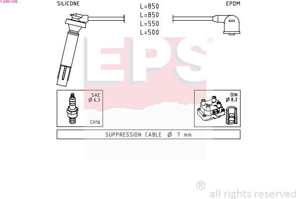 EPS 1.499.106 - Комплект проводов зажигания autospares.lv