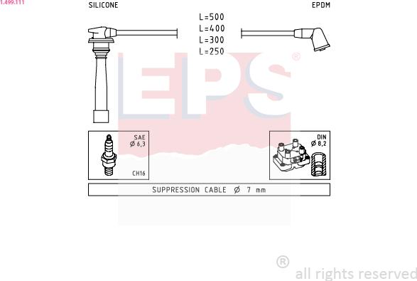 EPS 1.499.111 - Комплект проводов зажигания autospares.lv