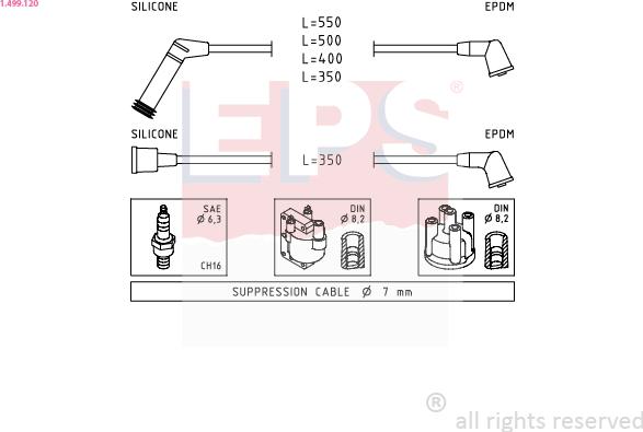 EPS 1.499.120 - Комплект проводов зажигания autospares.lv