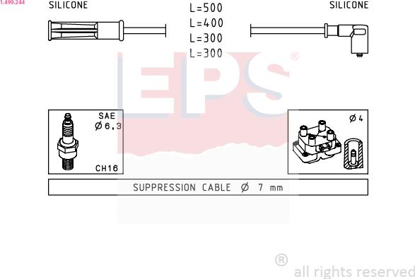 EPS 1.499.244 - Комплект проводов зажигания autospares.lv