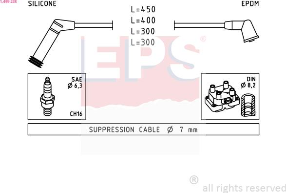 EPS 1.499.235 - Комплект проводов зажигания autospares.lv