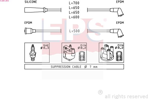 EPS 1.501.415 - Комплект проводов зажигания autospares.lv