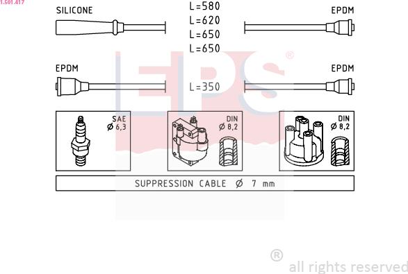 EPS 1.501.417 - Комплект проводов зажигания autospares.lv