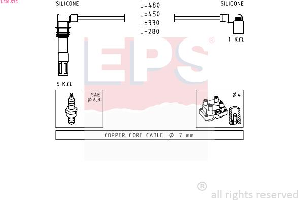 EPS 1.501.575 - Комплект проводов зажигания autospares.lv