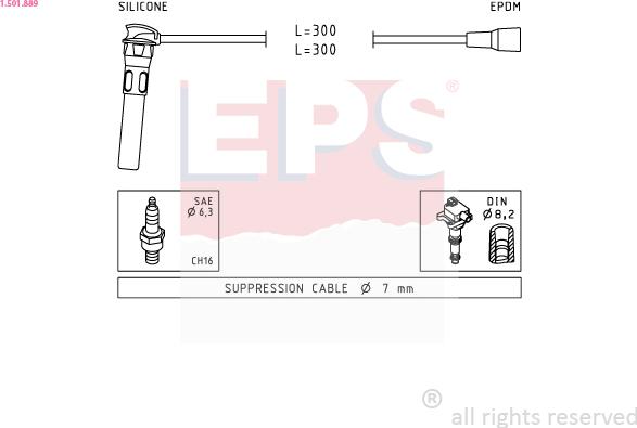 EPS 1.501.889 - Комплект проводов зажигания autospares.lv