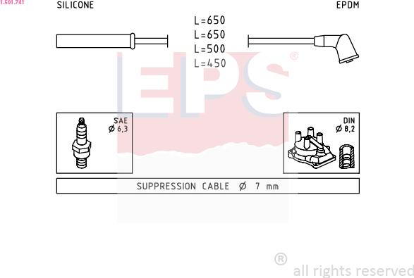 EPS 1.501.741 - Комплект проводов зажигания autospares.lv