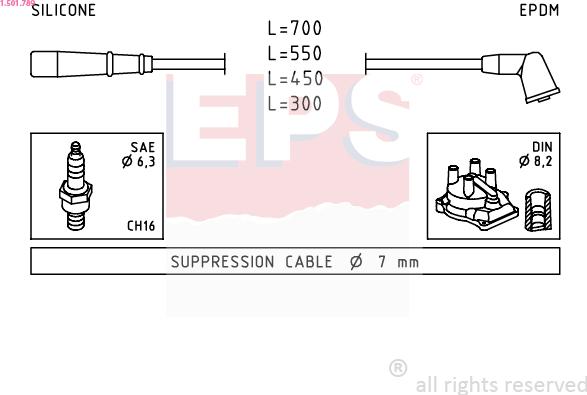 EPS 1.501.789 - Комплект проводов зажигания autospares.lv