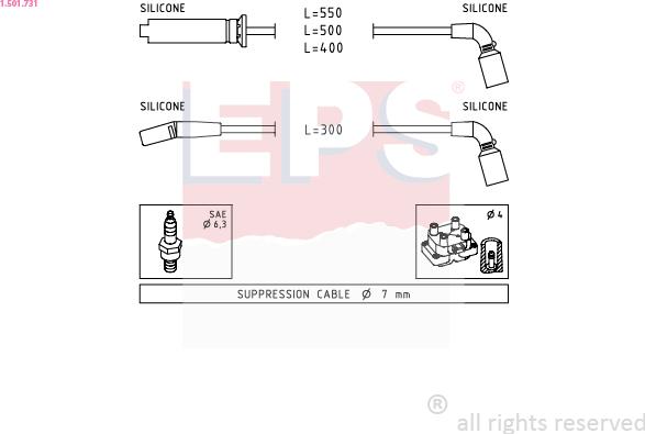 EPS 1.501.731 - Комплект проводов зажигания autospares.lv