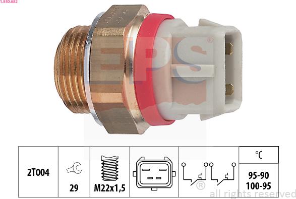 EPS 1.850.682 - Термовыключатель, вентилятор радиатора / кондиционера autospares.lv