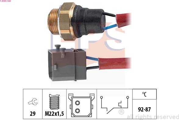 EPS 1.850.144 - Термовыключатель, вентилятор радиатора / кондиционера autospares.lv