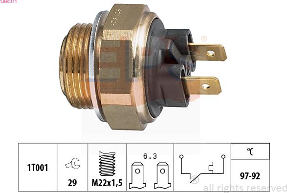 EPS 1.850.111 - Термовыключатель, вентилятор радиатора / кондиционера autospares.lv