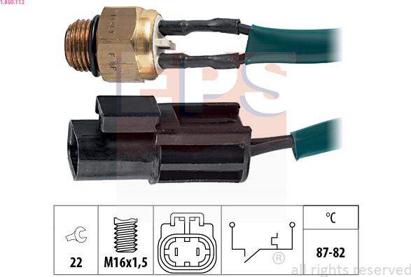 EPS 1.850.112 - Термовыключатель, вентилятор радиатора / кондиционера autospares.lv