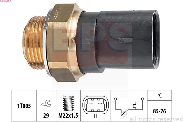 EPS 1.850.287 - Термовыключатель, вентилятор радиатора / кондиционера autospares.lv