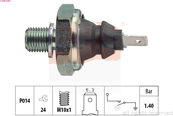 EPS 1.800.046 - Датчик, давление масла autospares.lv