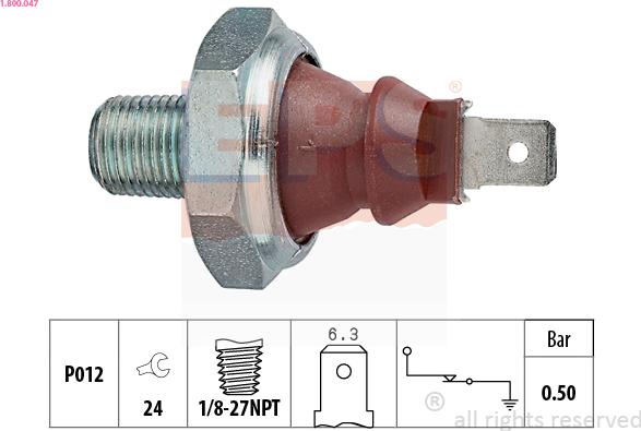 EPS 1.800.047 - Датчик, давление масла autospares.lv