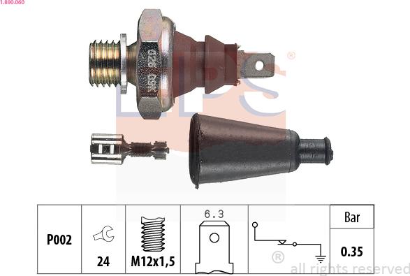 EPS 1.800.060 - Датчик, давление масла autospares.lv