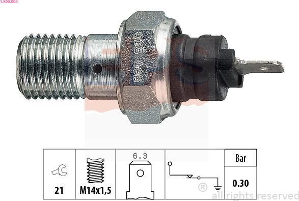 EPS 1.800.003 - Датчик, давление масла autospares.lv