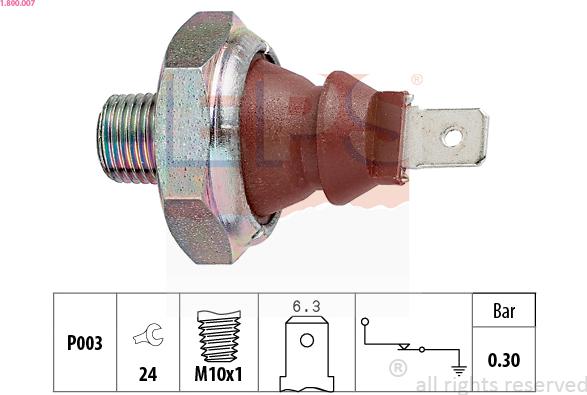 EPS 1.800.007 - Датчик, давление масла autospares.lv