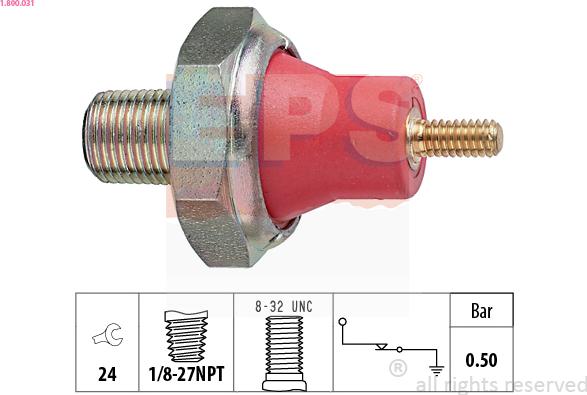 EPS 1.800.031 - Датчик, давление масла autospares.lv