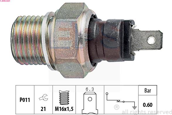 EPS 1.800.021 - Датчик, давление масла autospares.lv