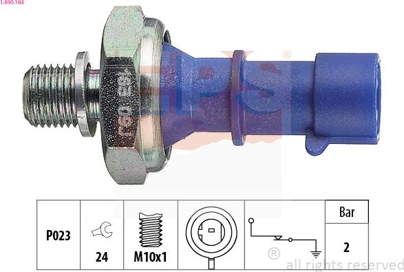 EPS 1.800.163 - Датчик, давление масла autospares.lv