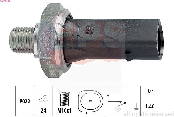 EPS 1.800.135 - Датчик, давление масла autospares.lv