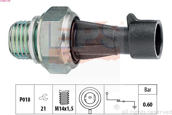 EPS 1.800.129 - Датчик, давление масла autospares.lv