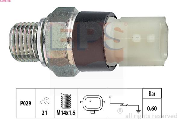 EPS 1.800.178 - Датчик, давление масла autospares.lv