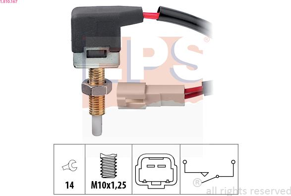 EPS 1.810.167 - Выключатель, привод сцепления (Tempomat) autospares.lv