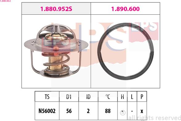 EPS 1.880.952 - Термостат охлаждающей жидкости / корпус autospares.lv