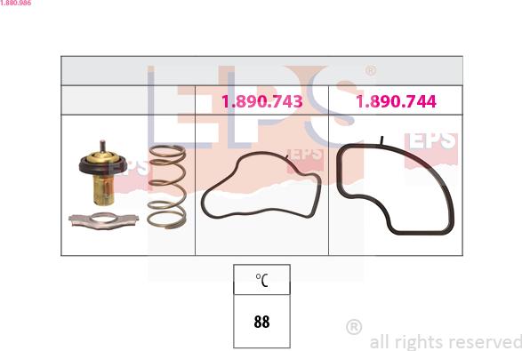 EPS 1.880.986 - Термостат охлаждающей жидкости / корпус autospares.lv