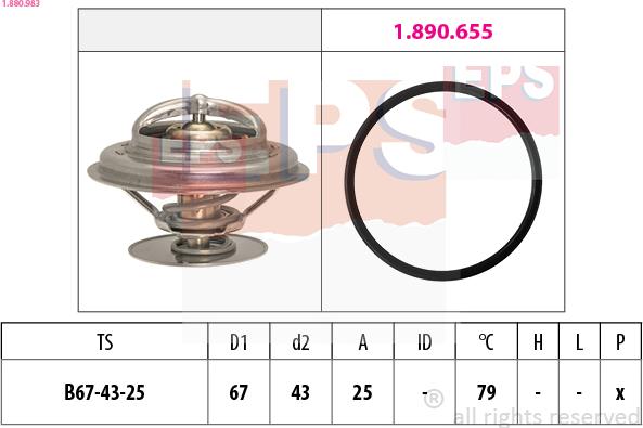 EPS 1.880.983 - Термостат охлаждающей жидкости / корпус autospares.lv