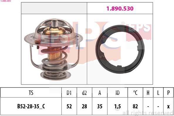 EPS 1.880.493 - Термостат охлаждающей жидкости / корпус autospares.lv