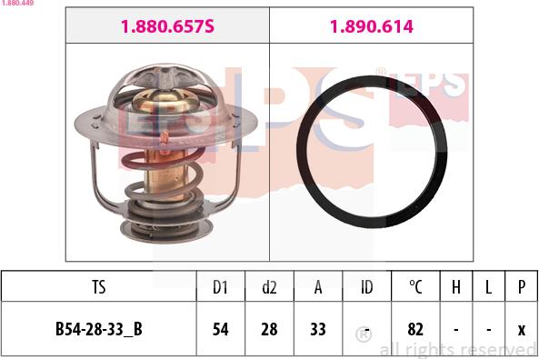 EPS 1.880.449 - Термостат охлаждающей жидкости / корпус autospares.lv