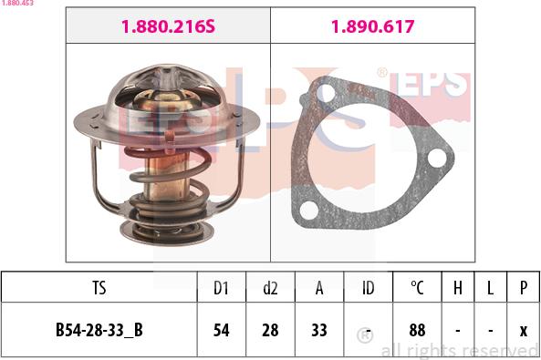 EPS 1.880.453 - Термостат охлаждающей жидкости / корпус autospares.lv