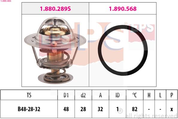 EPS 1.880.466 - Термостат охлаждающей жидкости / корпус autospares.lv