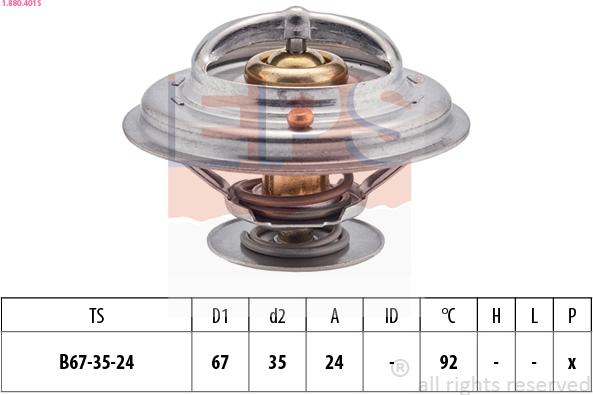 EPS 1.880.401S - Термостат охлаждающей жидкости / корпус autospares.lv