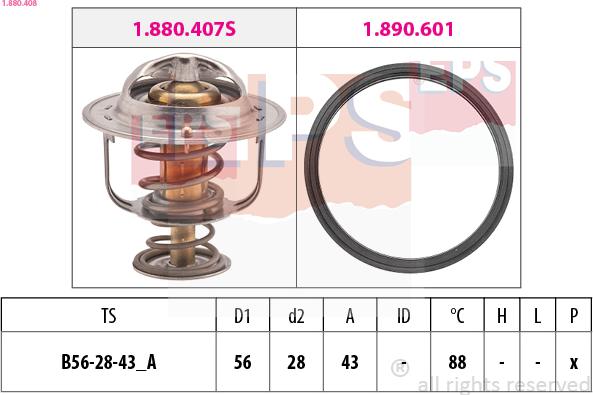 EPS 1.880.408 - Термостат охлаждающей жидкости / корпус autospares.lv