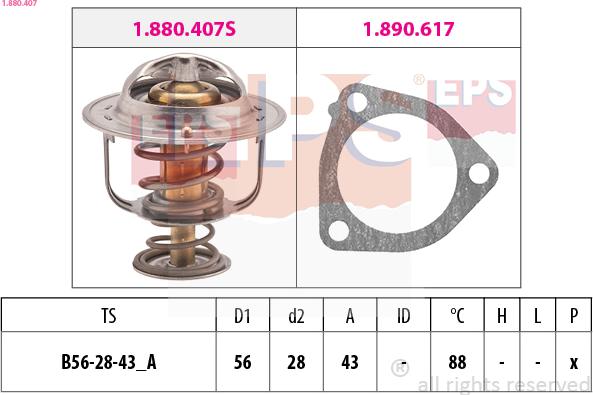 EPS 1.880.407 - Термостат охлаждающей жидкости / корпус autospares.lv