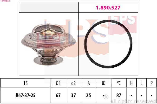 EPS 1.880.552 - Термостат охлаждающей жидкости / корпус autospares.lv