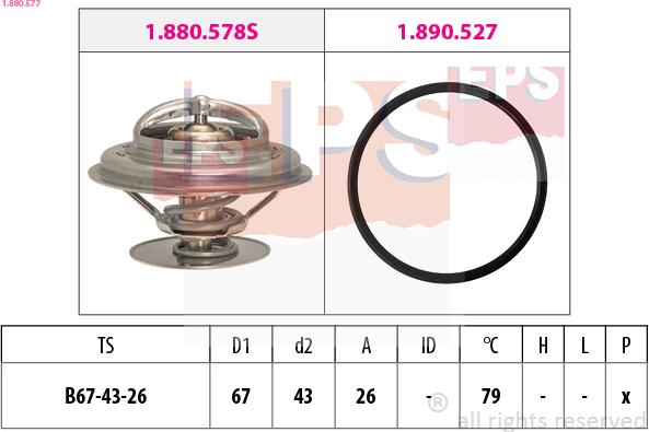 EPS 1.880.577 - Термостат охлаждающей жидкости / корпус autospares.lv