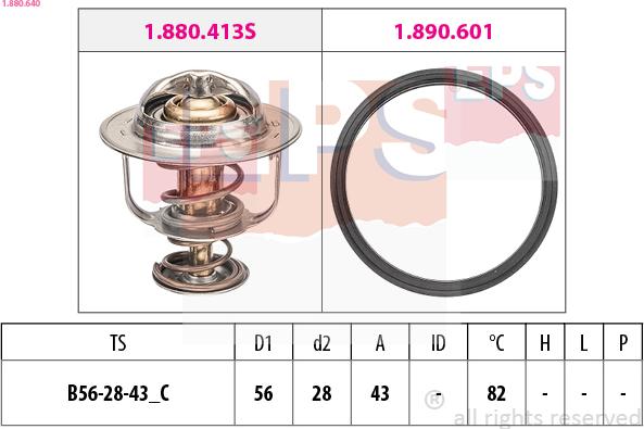 EPS 1.880.640 - Термостат охлаждающей жидкости / корпус autospares.lv