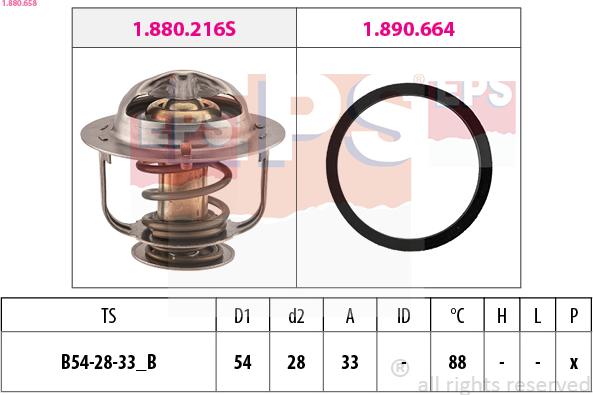 EPS 1.880.658 - Термостат охлаждающей жидкости / корпус autospares.lv