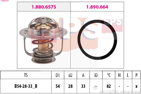 EPS 1.880.657 - Термостат охлаждающей жидкости / корпус autospares.lv