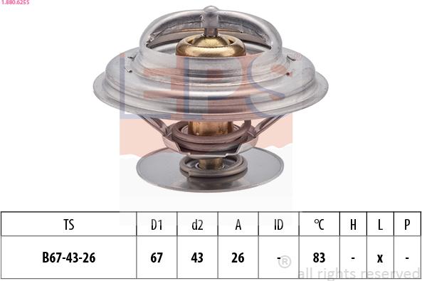 EPS 1.880.625S - Термостат охлаждающей жидкости / корпус autospares.lv